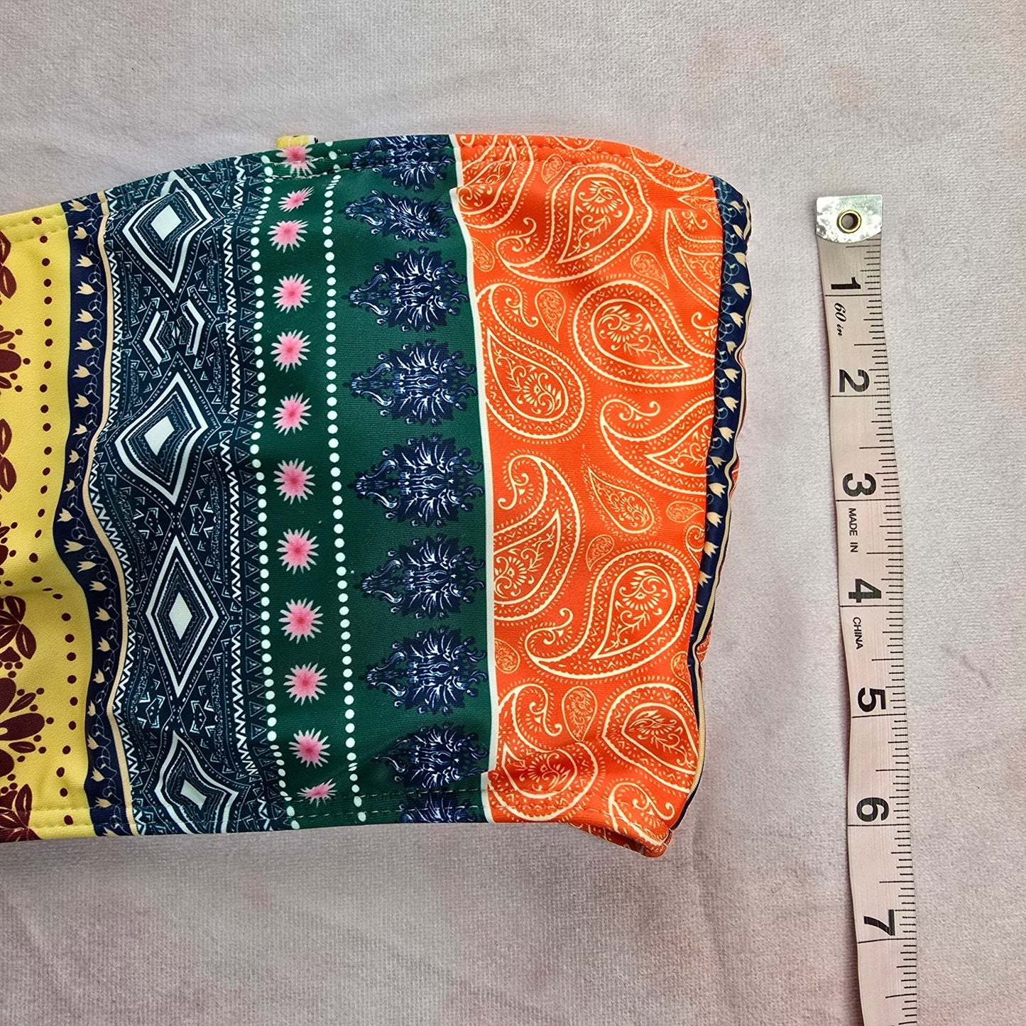 Shein Orange Blue Floral Paisley Padded Bikini Top Swimwear Medium