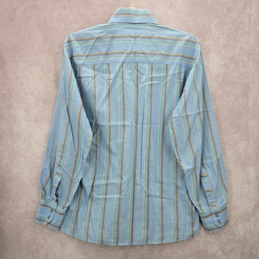 Artisti Italiani Blue Stripe Mens Button Down Long Sleeve Cotton Dress Shirt XL