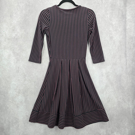 Pretty Young Thing Black Pink Stripe Flare Y2K Vintage Knee Length Dress Small
