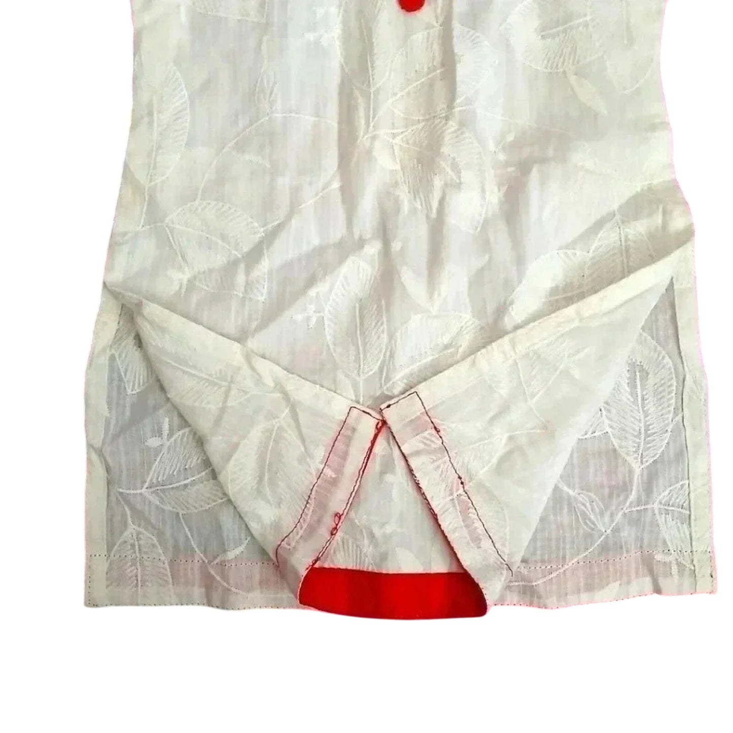 White Red Floral Stitch Sleeveless Tunic Cotton Top Zipper Girls Toddler 2T