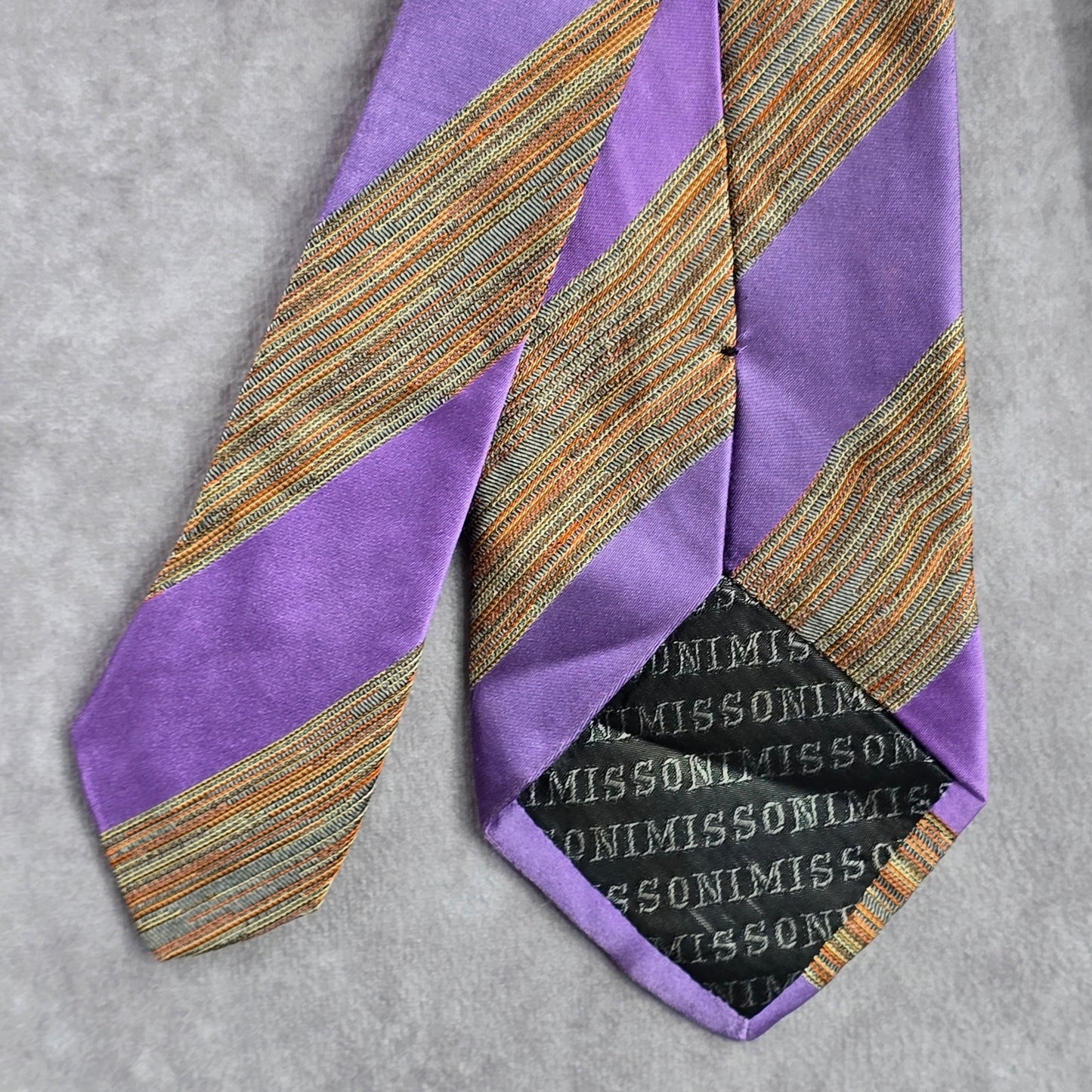 Missoni Cravatte Purple Executive Stripe Geometric Italy Silk Neck Tie Men's