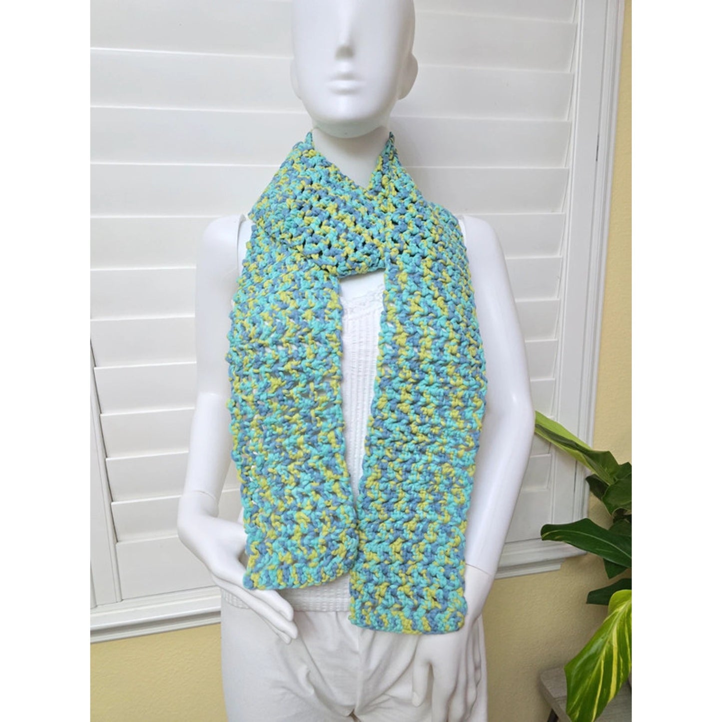 Blue Knit Long 90s Y2K Whimsy Cottage Scarf OSFM
