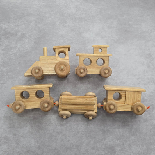 Wooden Hand Crafted At The Maine State Prison Train Set Five Trains Toys