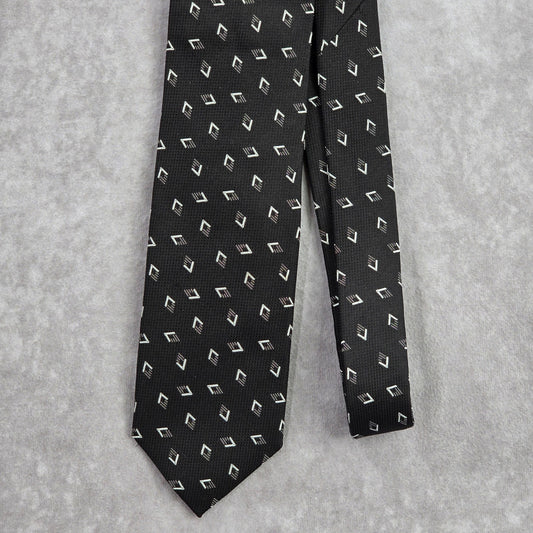 Pal Zileri Black White Diamond Geometric Silk Italy Neck Tie Men's
