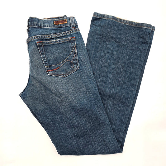 Calvin Klein Blue Floral Low Rise Flare Denim Jeans Pants Bottom S Small 4
