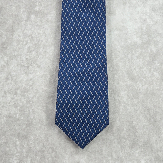 Nubio Blue Silver Diamond Stripe Geometric Silk Executive Neck Tie Men's