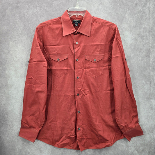 Banana Republic Red Stretch Button Down Long Sleeve Mens Cotton Dress Shirt L