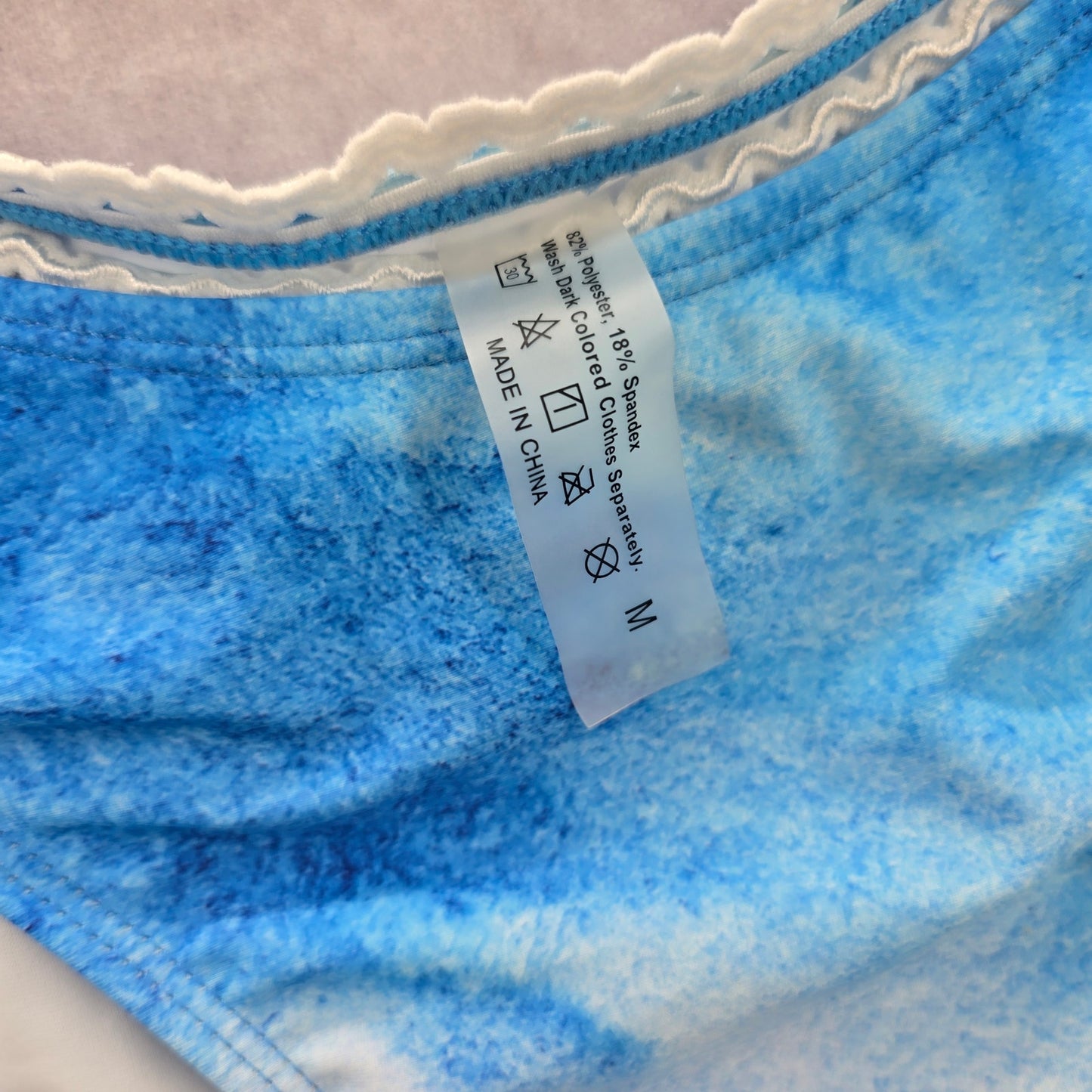Shein Blue Lace Trim Bikini Bottoms Swimwear Medium