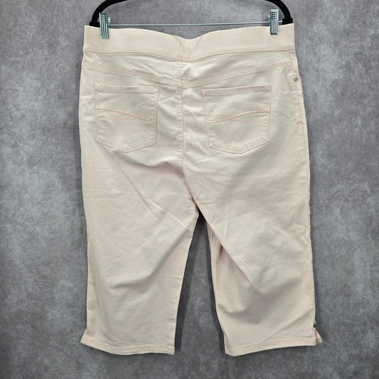 Gloria Vanderbilt Pink Embroidered Floral Crop Avery Cotton Pants 12