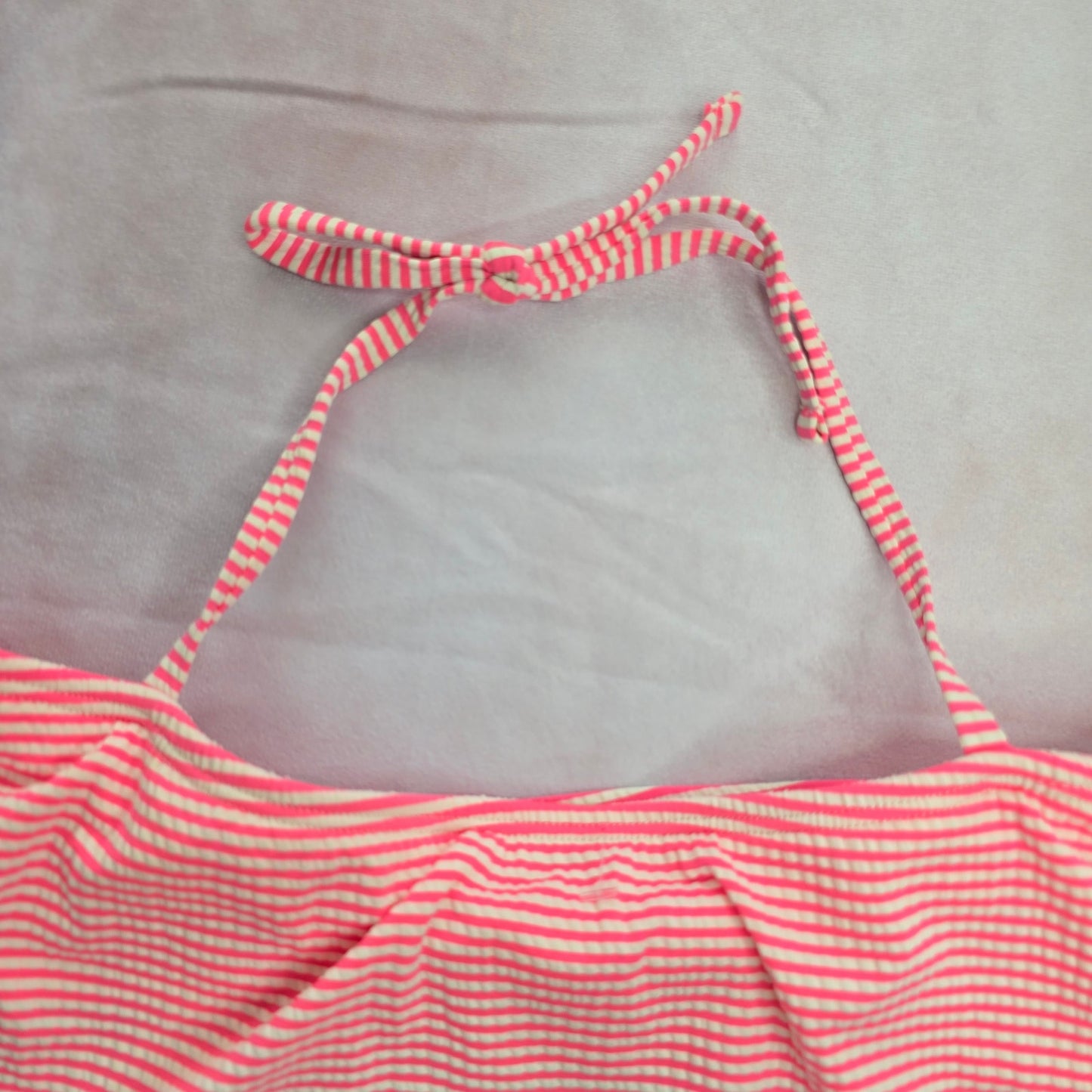 Cat & Jack Pink White Stripe String Girls Bikini Top Swimwear Large 10/12