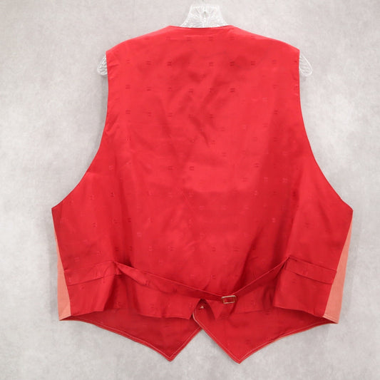 Orange 4 Button Point Red Welt Pocket Waistcoat Formal Tuxedo Suit Vest 48R