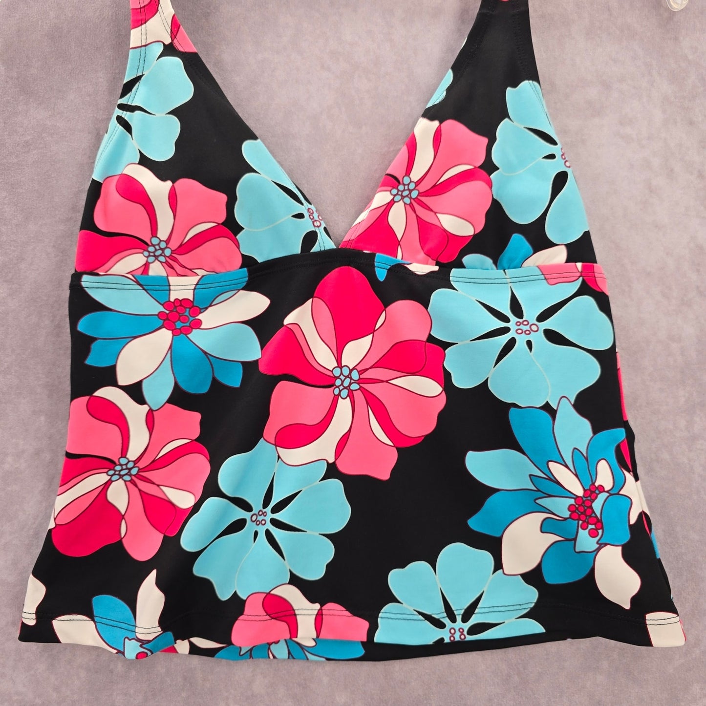 Sonoma Black Floral Halter Padded Swimwear Tankini Tank Top Medium M 10
