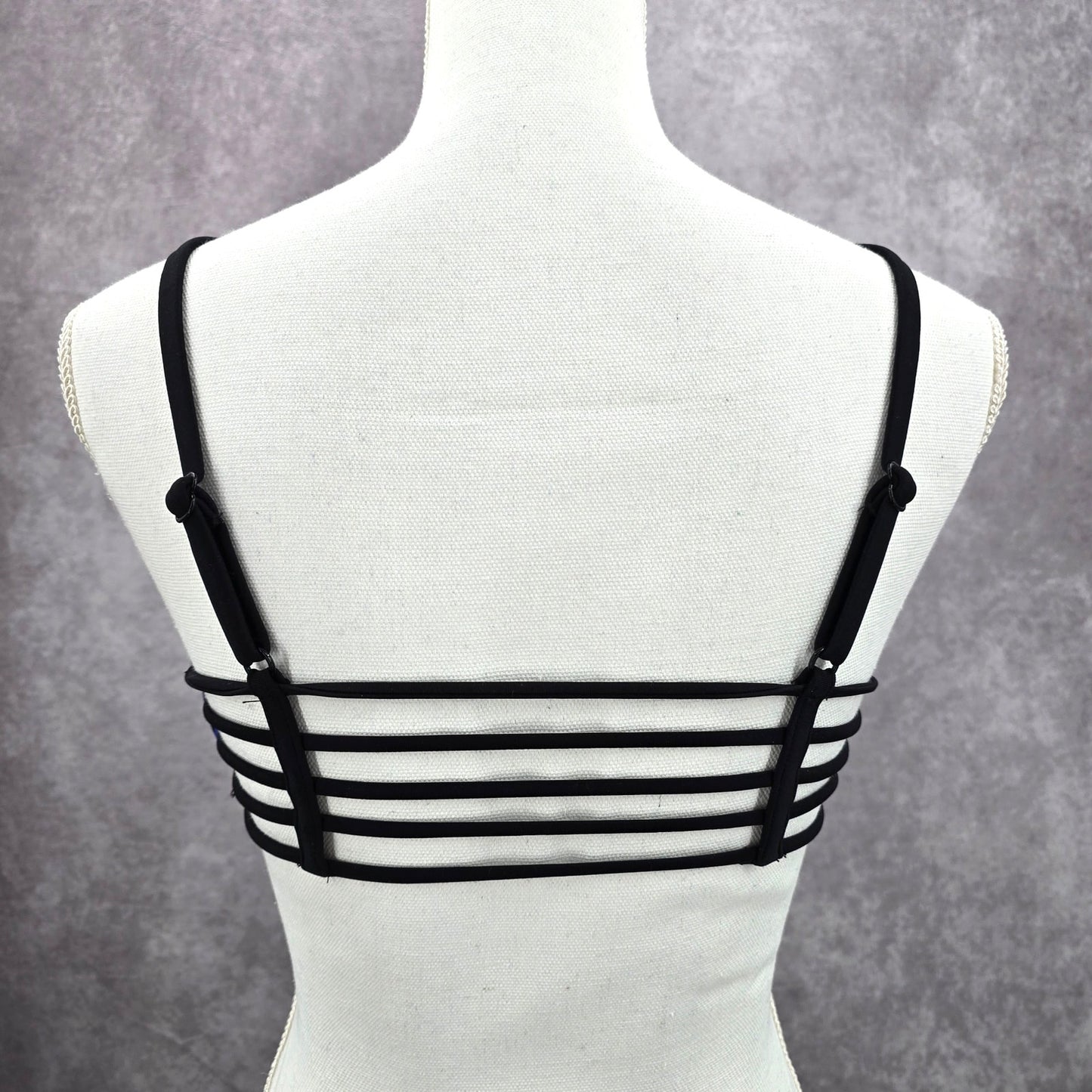 Xhilaration Black Geometric Boho Y2K Padded Adjustable Strap Bikini Top Small