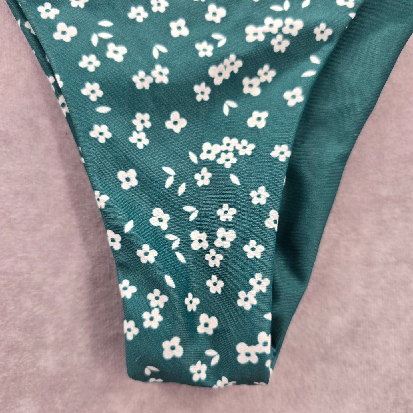 Shein Green Floral Print Bikini Bottom Swimwear Small