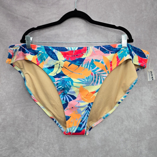 Old Navy Blue Tropical Leaf Print Swimwear Swimsuit Bikini Bottom Size 3XL