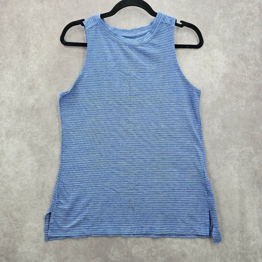 Athletic Works Blue Stripe Sleeveless Muscle Tshirt Activewear Top Shirt Medium