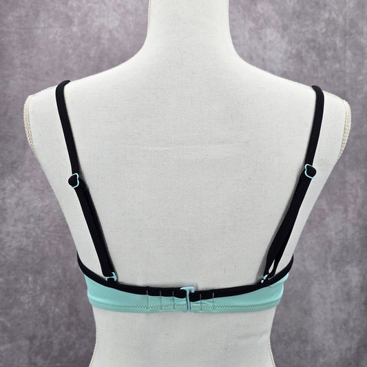 Victoria's Secret Blue Black Silver Retro Padded Bikini Top Swimwear 34DD