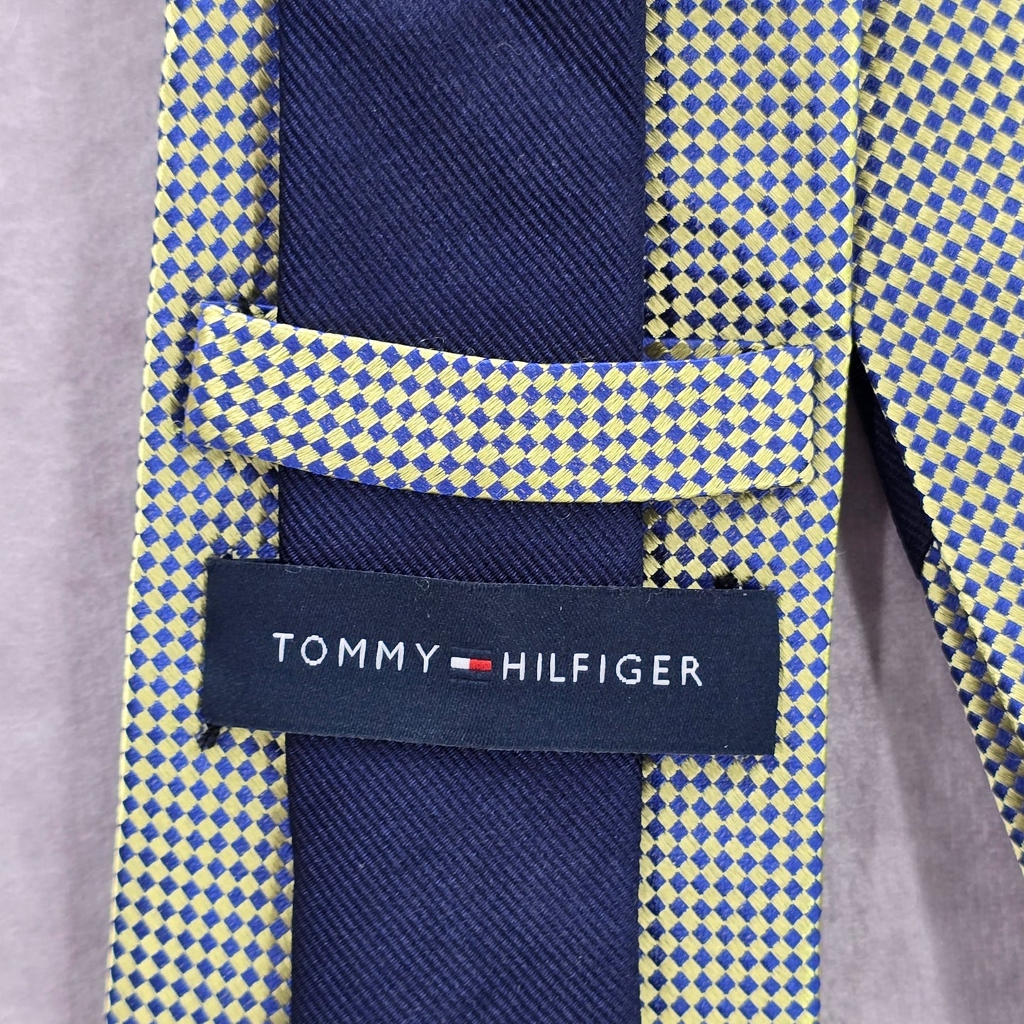Tommy Hilfiger Yellow Gold Blue Executive Geometric Silk Men's Neck Tie