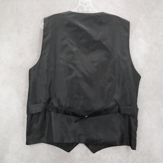 Black 5 Button Welt Pocket Point Waistcoat Formal Preppy Tuxedo Suit Vest L 44R