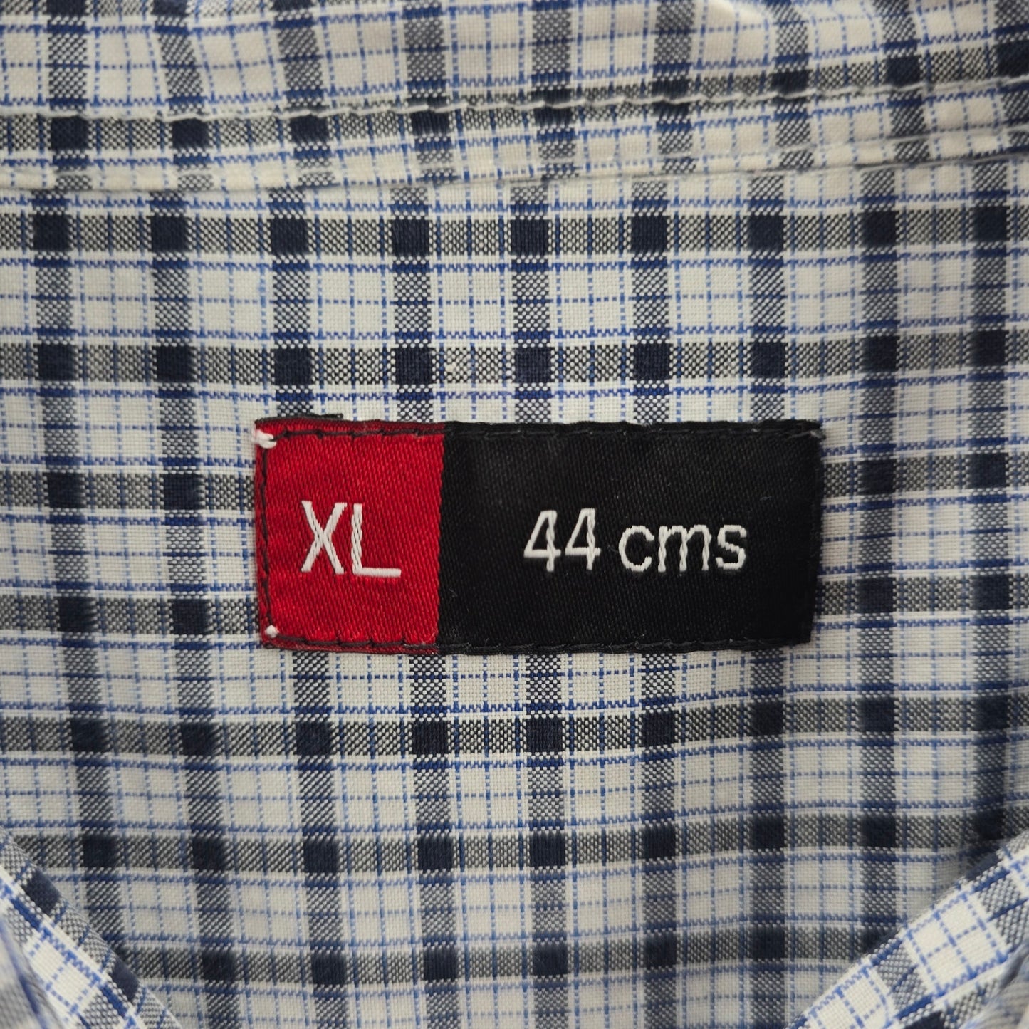 White Blue Checker Plaid Button Down Long Sleeve Mens Shirt XL Extra Large