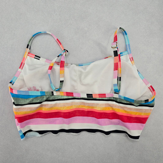 No Boundaries Pink Stripe Crop Sports Bra Bikini Bralette Swim Top S Small