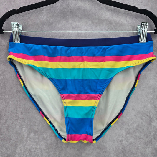 Blue Striped Bikini Bottoms Swimwear Medium