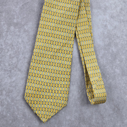 IZOD Geometric Yellow Blue Executive Corporate Silk Neck Tie Men's