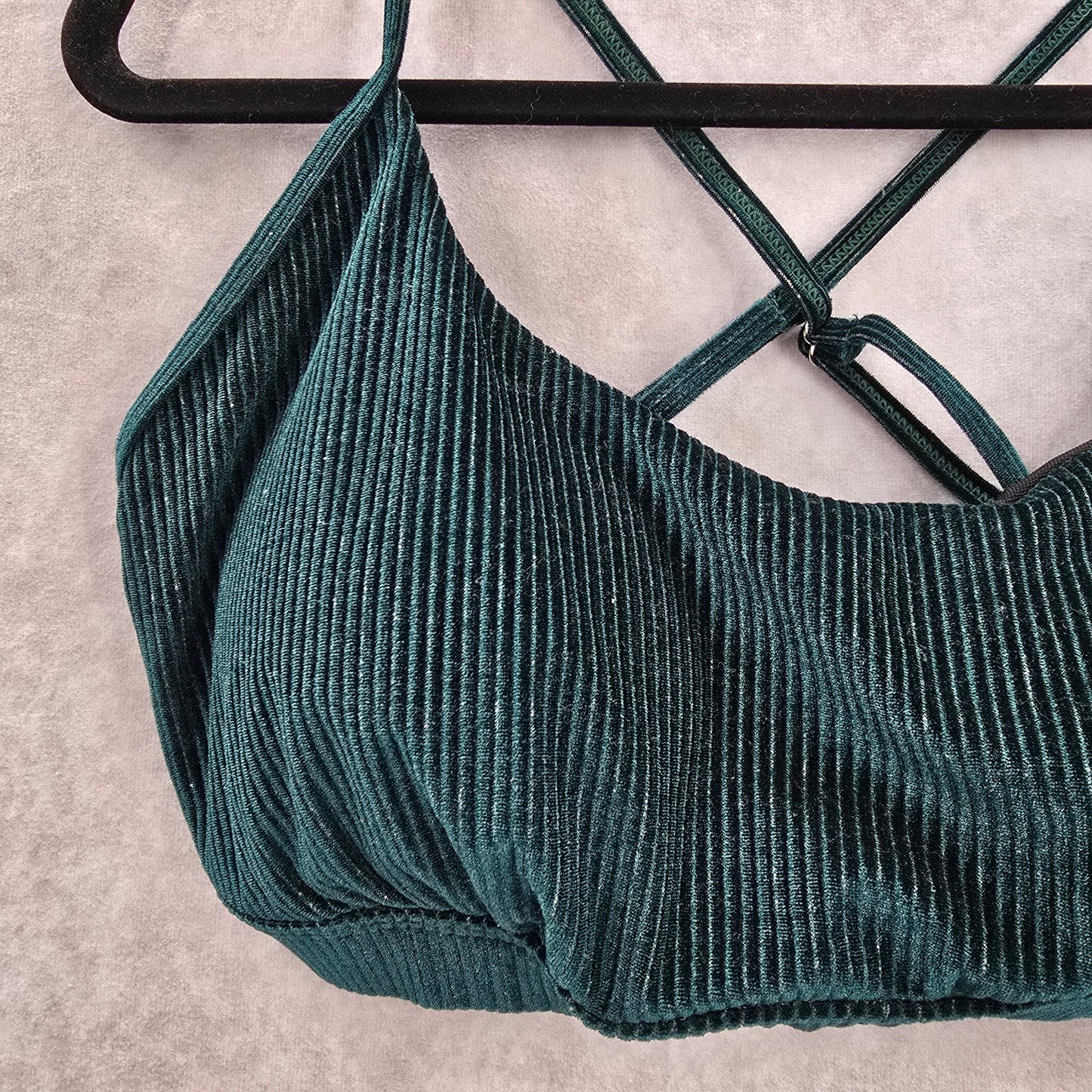 Shein Green Ribbed Crisscross Back Adjustable Strap Padded Bikini Tops 1XL