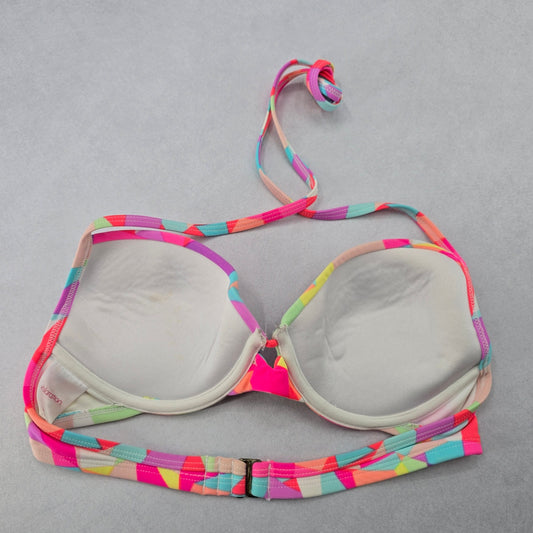Xhilaration Pink Geometric Padded Beach Tie Bikini Bralette Swim Top S Small