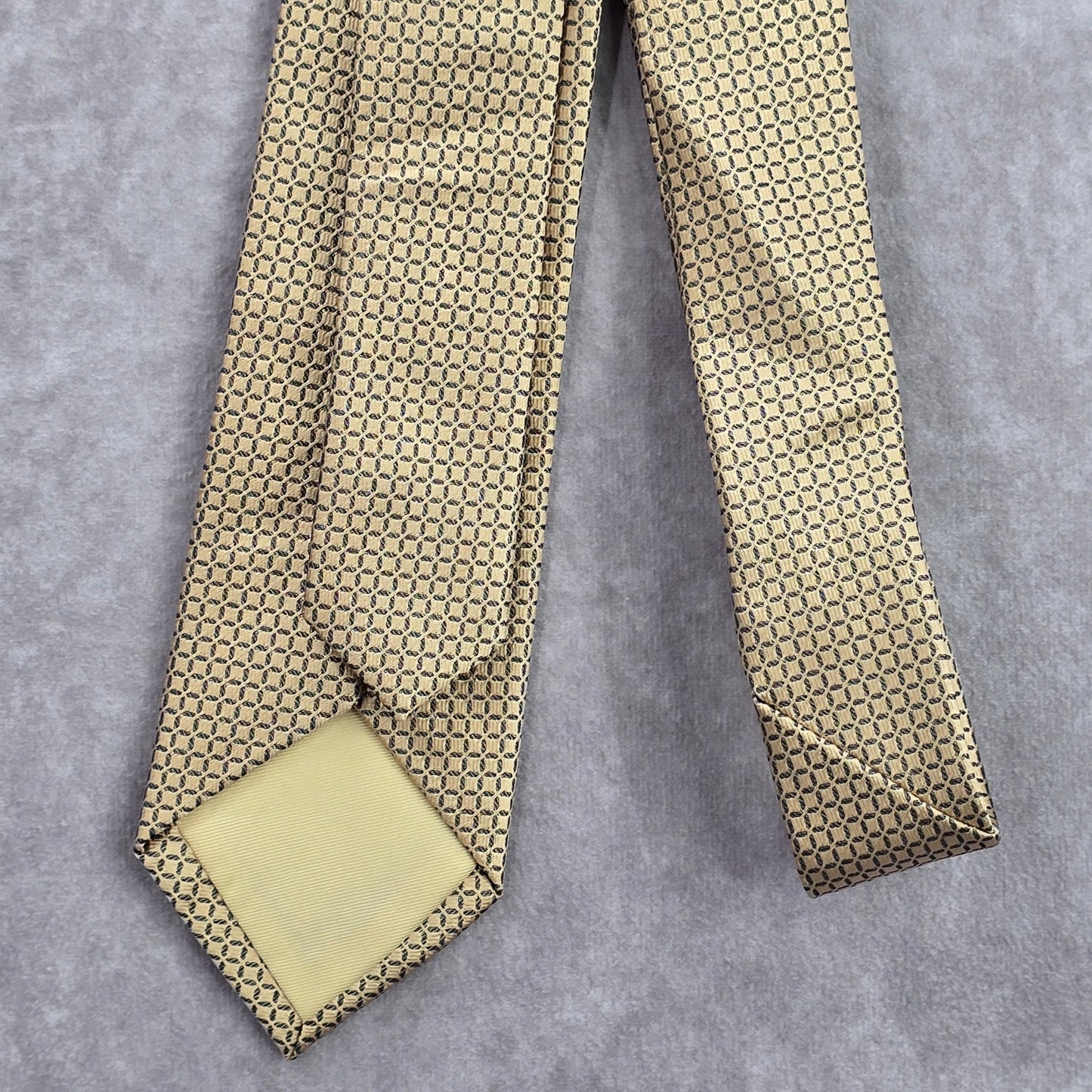 Zeke Gold Gray Geometric Square Silk Executive Neck Tie Men's