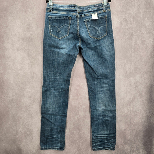 Vigoss Blue Skinny Distress Tapered Cotton Denim Jeans 9