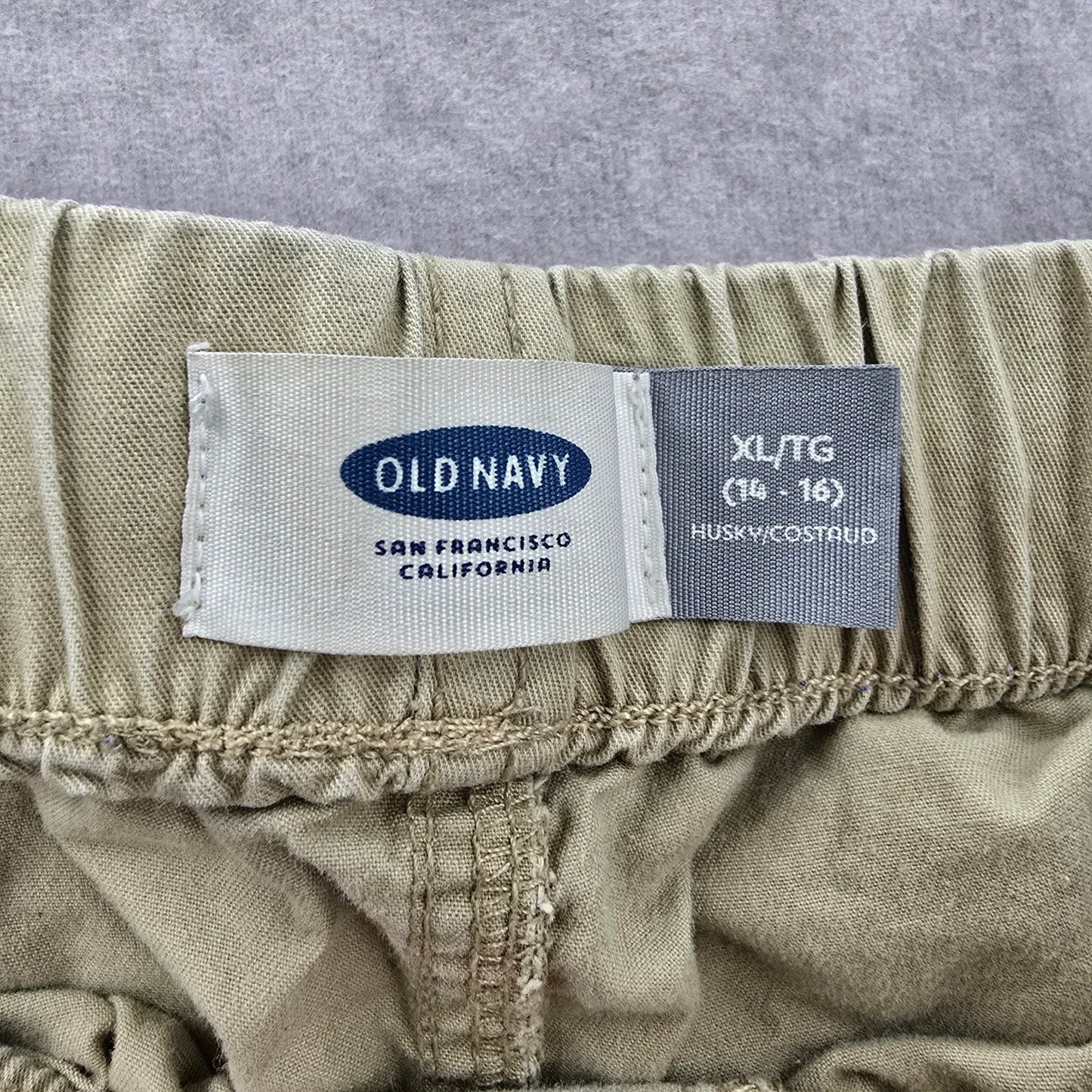 Old Navy Tan Khaki Elastic Pullon Boys Husky Boys Bottoms Pants Shorts XL 14-16