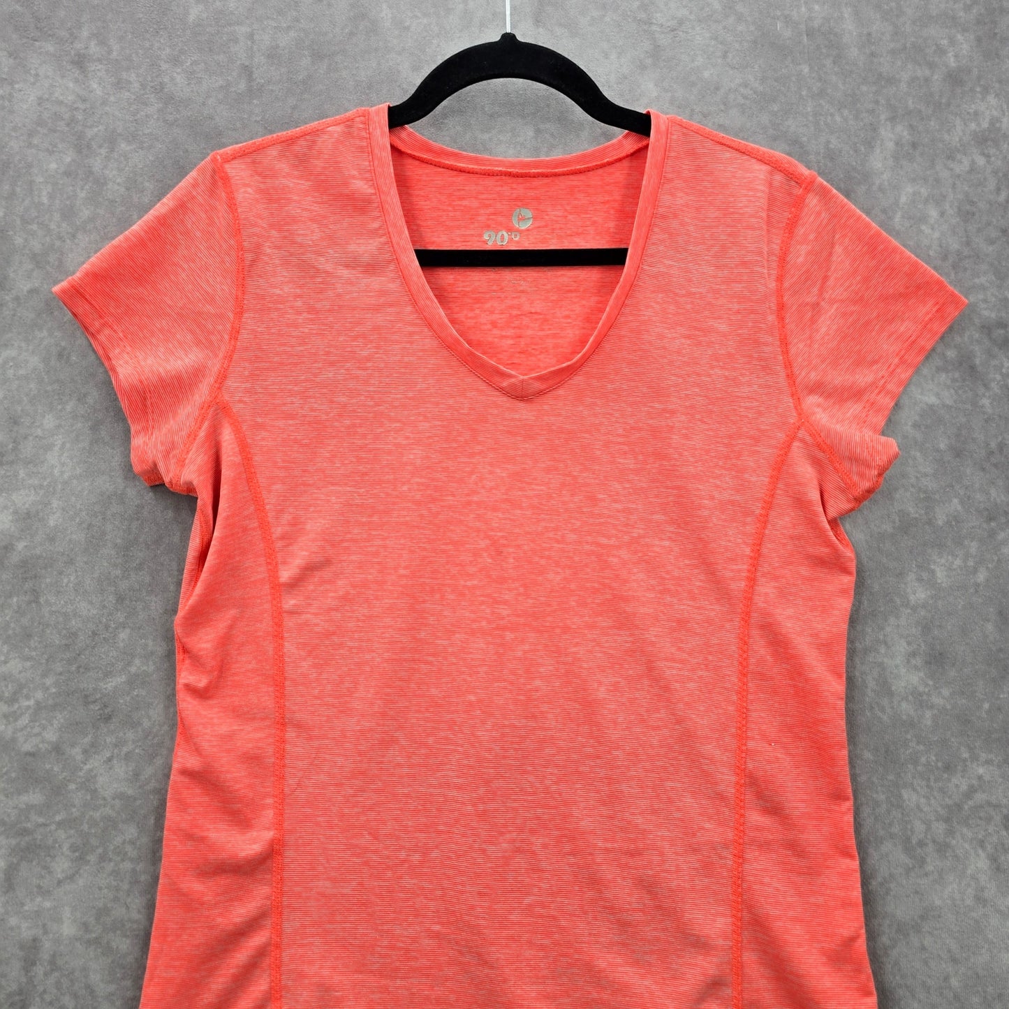 90 Degrees Orange Short Sleeve Stripe Activewear Blouse Top Shirt Medium