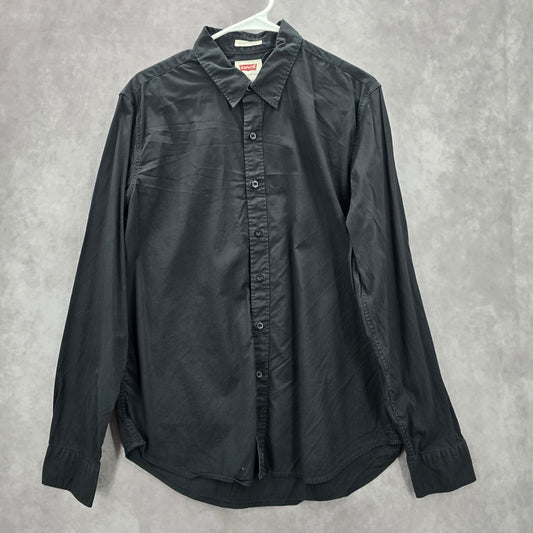 Levis Strauss Black Slim Fit Long Sleeve Button Down Cotton Mens Shirt Large