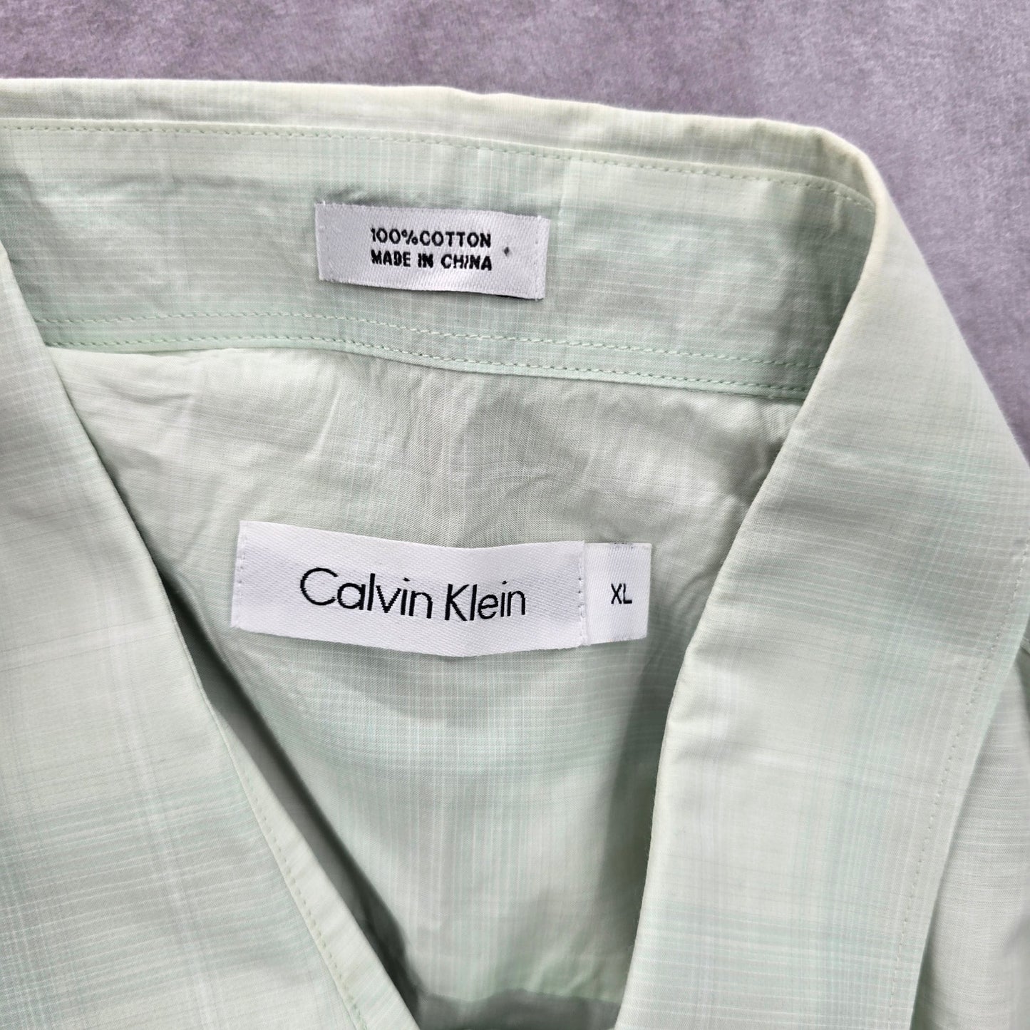 Calvin Klein Green Cotton Mens Button Down Short Sleeve Cotton Plaid Shirt XL