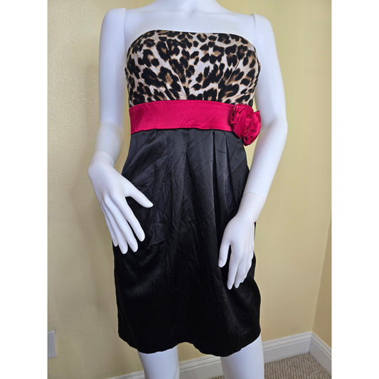 Black Party Animal Print Flower Y2K Mini Formal Prom Sexy Youth 7 Small Dress