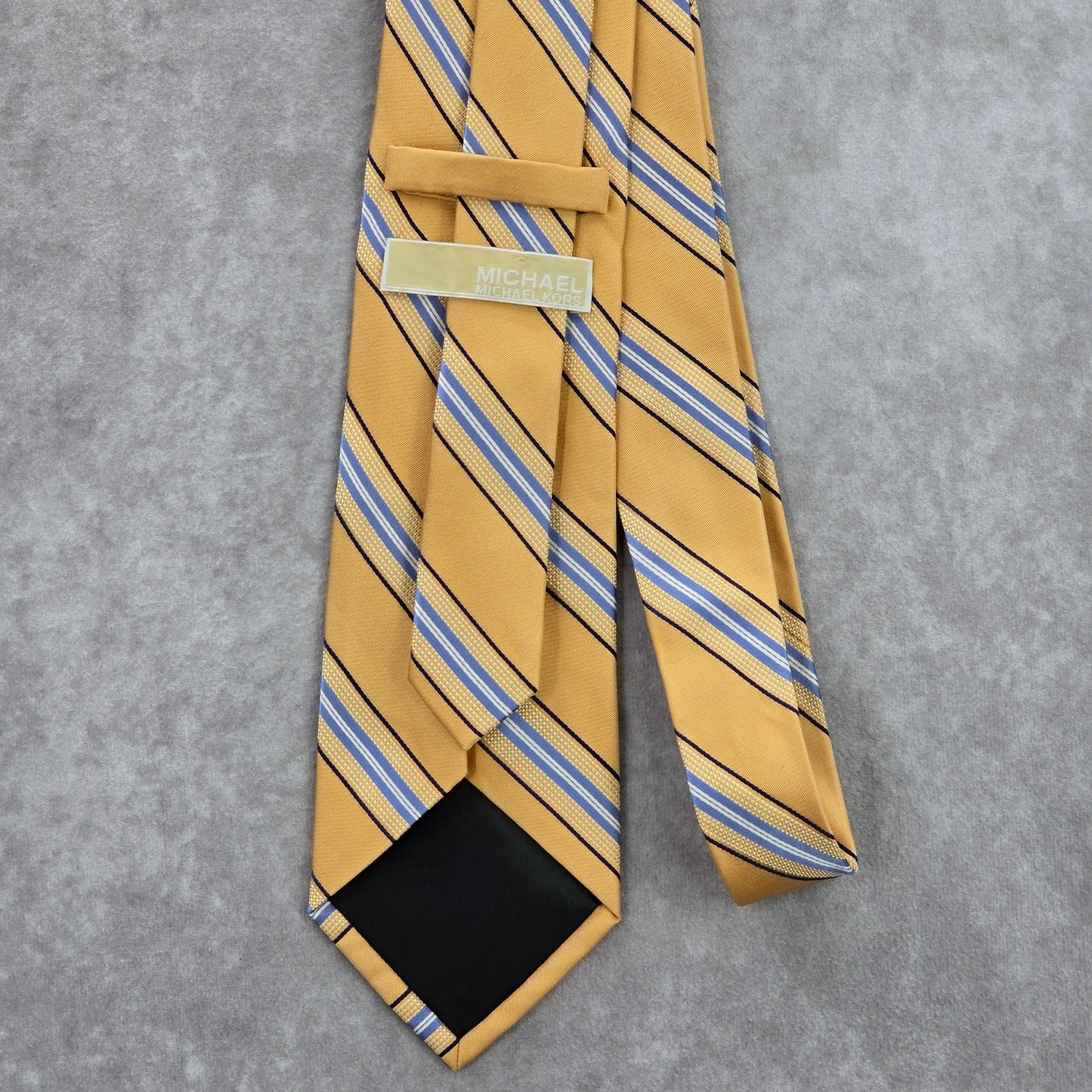 Michael Kors Orange Black Blue Stripe Repp Geometric Silk Neck Tie Men's