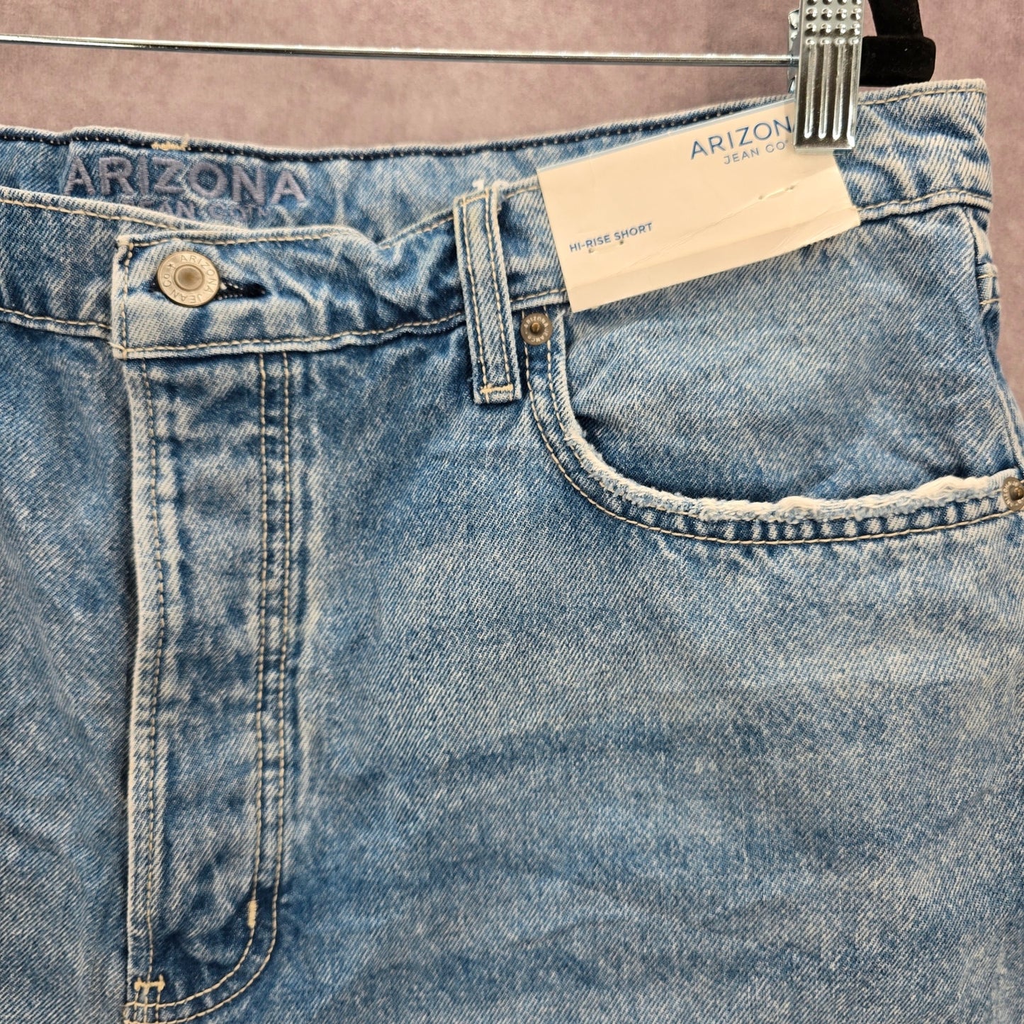 Arizona Jeans Co Blue Hi Rise Button Jeans Cotton Denim Pants Shorts Plus 19