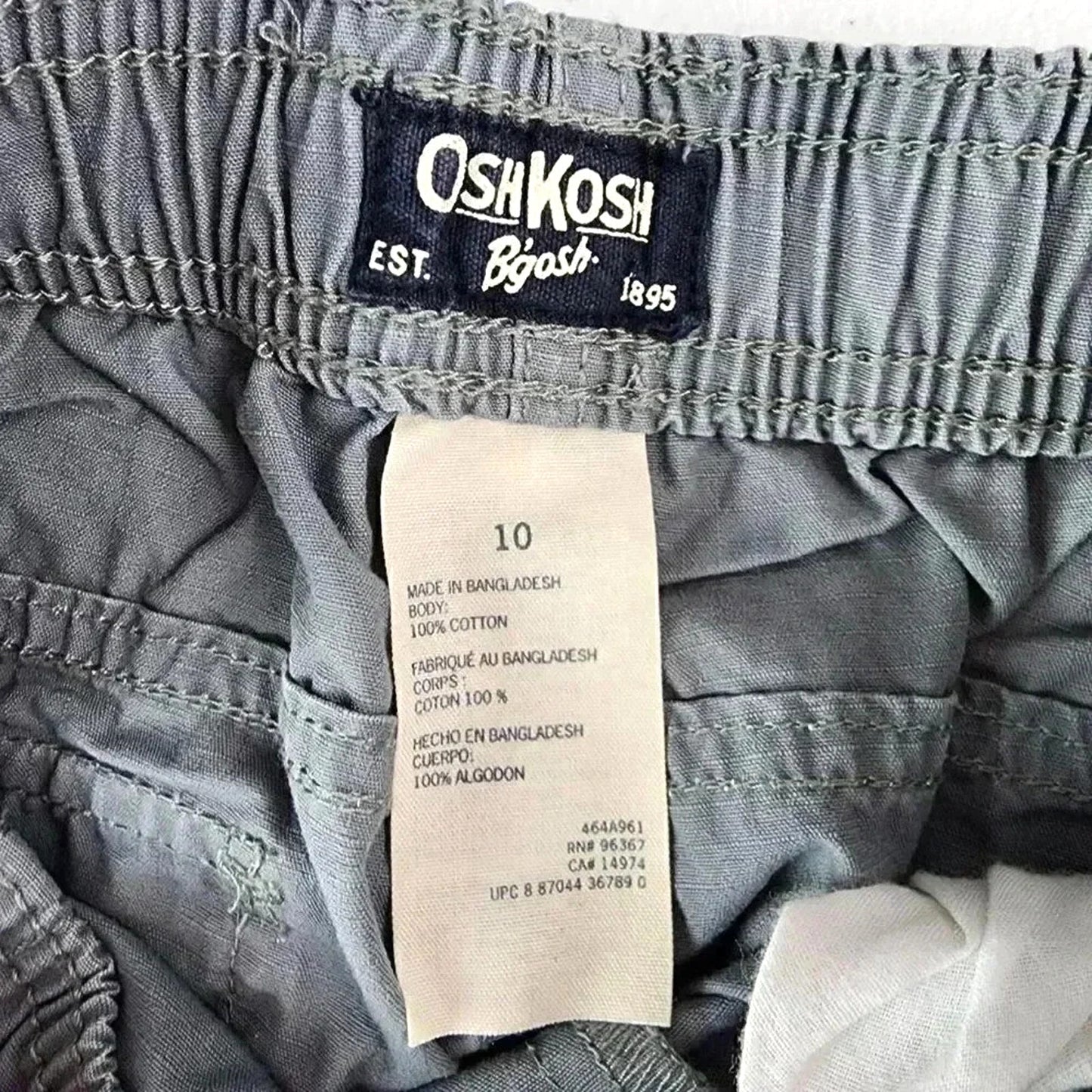 Oshkosh B'gosh Boys Gray Carpenter Pull On Wide Leg Pants Bottoms Boys 10