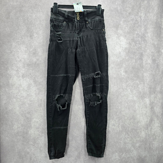 028. Blue Savvy Black Skinny Pants Denim Distressed Jeans 5/27
