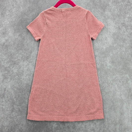 H&M Pink Glitter Bow Princess Cocktail Sweater Metallic Sparkle Dress 4-6Y