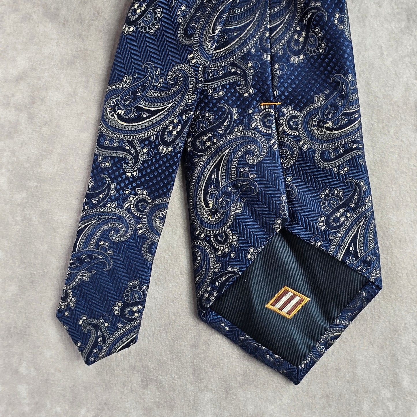 Joseph Abboud Royal Blue Gold Floral Paisley Executive Silk Neck Tie Men's