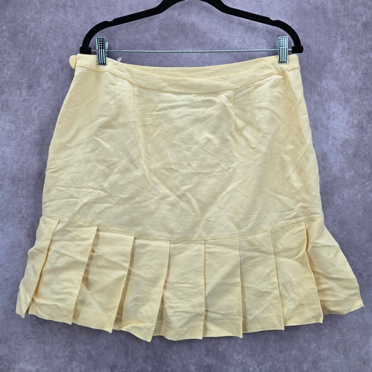 Ann Taylor Loft Yellow Pleated Mini Short Skirt Plus 14