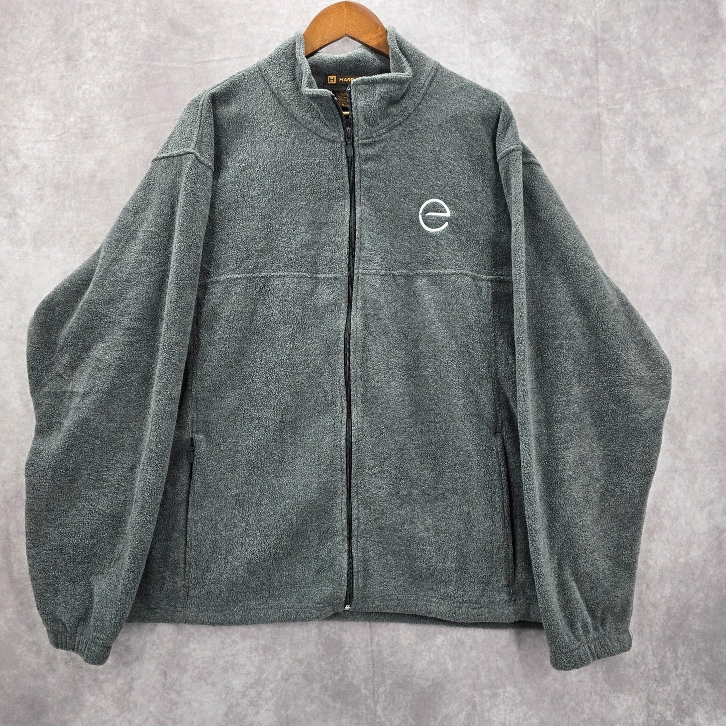 Harriton Gray Full Zip Mock Neck Fleece Sweater Coat Jacket XL Extra Large