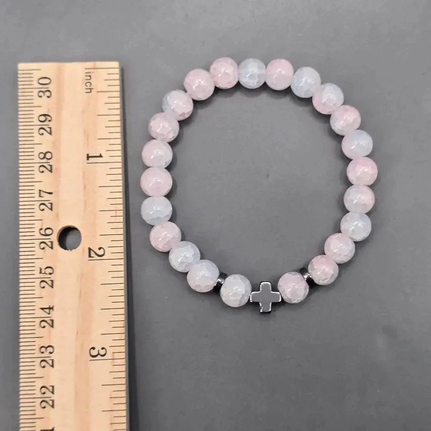 Pink Blue Gray Bead Cross Elastic Boho Retro Bracelet Fashion Jewelry JB4-4