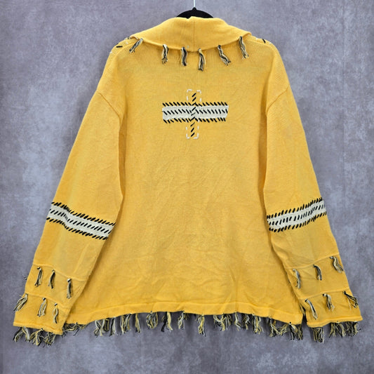 Storybook Knits Yellow Tassel Western Vintage Rhinestone Cotton Coat Jacket 3X