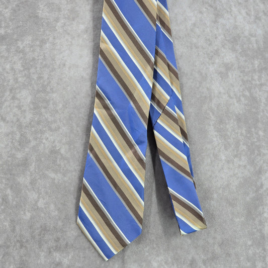 Arrow Blue Brown White Executive Repp Stripe 100% Silk Men's Neck Tie