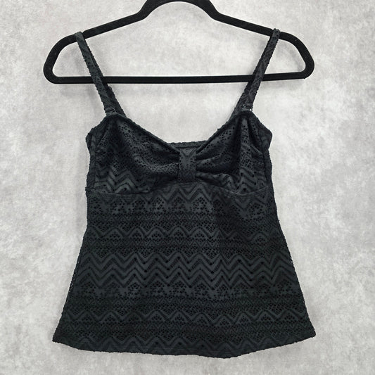 Catalina Black Crochet Lace Swimwear Tankini Top S Small 4-6
