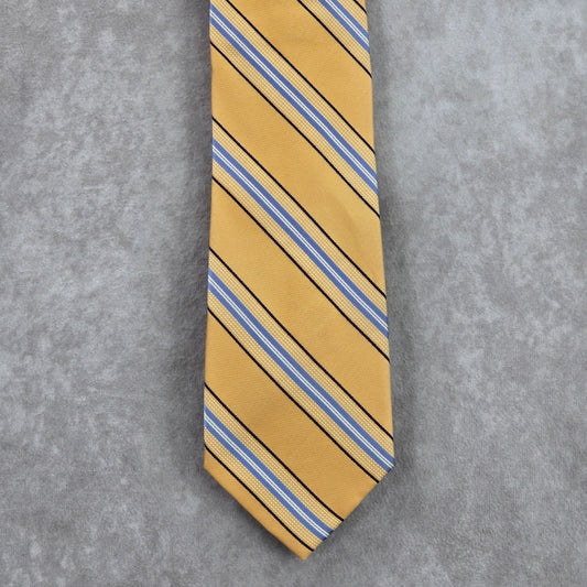 Michael Kors Orange Black Blue Stripe Repp Geometric Silk Neck Tie Men's