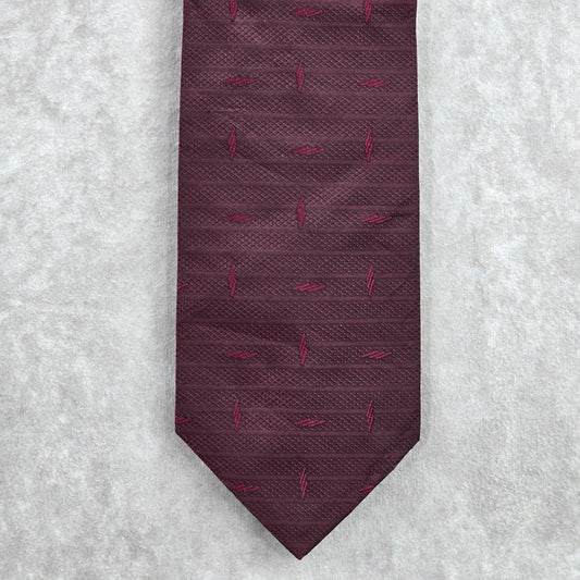 Kenneth Cole New York Burgundy Maroon Stripe Geometric Silk Men's Neck Tie NWOT